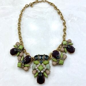J. Crew Gold Necklace with Green and Cream Details